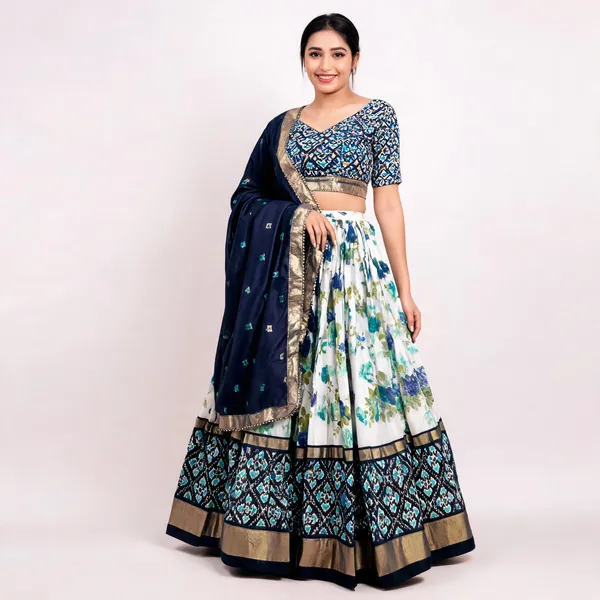 Dola_Silk_Blue_Patola_Print_Traditional_Lehenga_Choli_(Flower_N.Blue)_For_Women