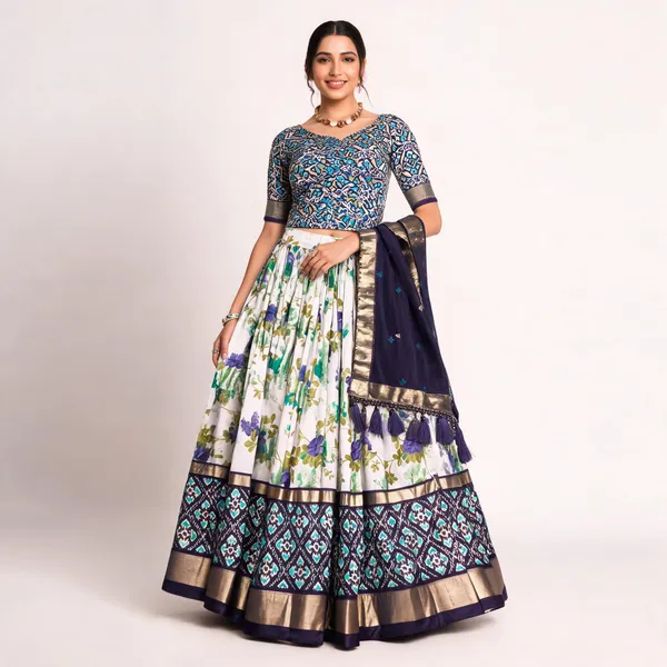 Blue_Patola_Print_Traditional_Lehenga_Choli_(Flower_N.Blue)_For_Women