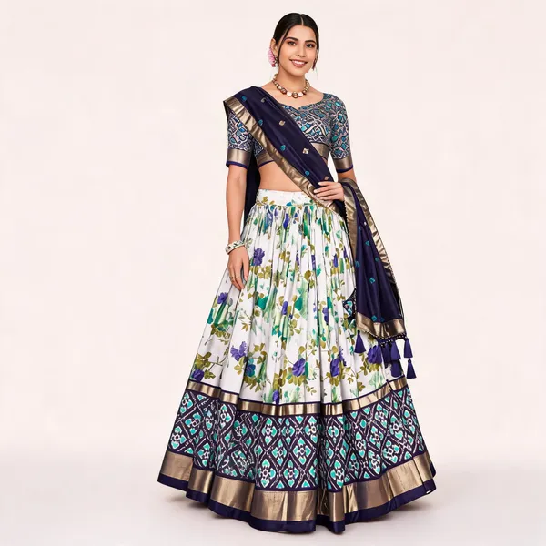 Blue_Patola_Print_Traditional_Lehenga_Choli_(Flower_N.Blue)_For_Women