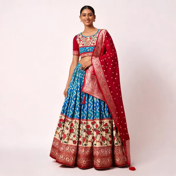 Firozi_Dola_Silk_Lehenga_Choli_With_Heavy_Embroidery_On_Dupatta_For_Women