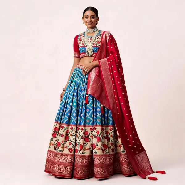 Firozi_Dola_Silk_Lehenga_Choli_With_Heavy_Embroidery_On_Dupatta_For_Women