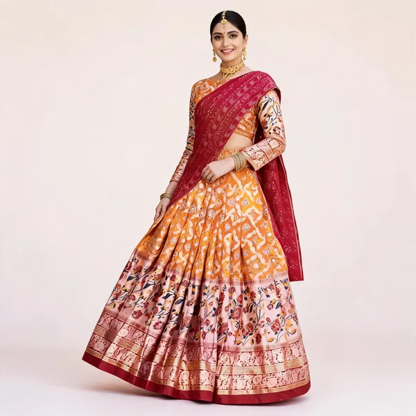 Yellowish_Orange_Readymade_Indian_Dola_Silk_Dola_Silk_A_Line_Lehenga_Choli_Set_For_Women_With_Designer_Blouse_And_Dupatta_For_Wedding_For_Women