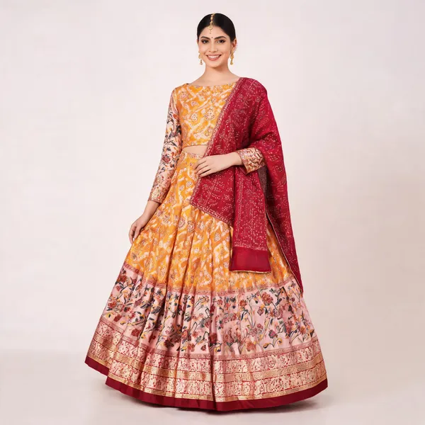 Yellowish_Orange_Readymade_Indian_Dola_Silk_Dola_Silk_A_Line_Lehenga_Choli_Set_For_Women_With_Designer_Blouse_And_Dupatta_For_Wedding_For_Women