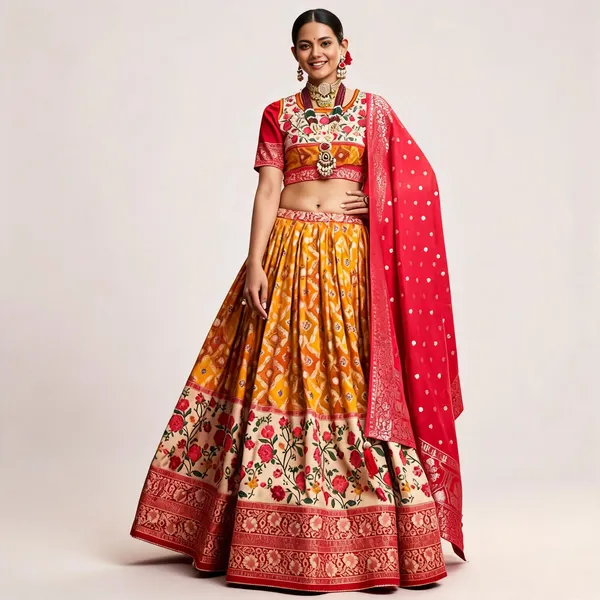 Yellowish_Orange_Readymade_Indian_Dola_Silk_Dola_Silk_A_Line_Lehenga_Choli_Set_For_Women_With_Designer_Blouse_And_Dupatta_For_Wedding_For_Women