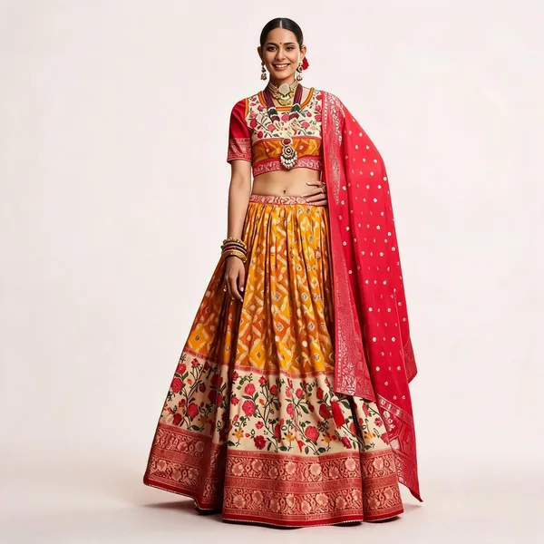 Yellowish_Orange_Readymade_Indian_Dola_Silk_Dola_Silk_A_Line_Lehenga_Choli_Set_For_Women_With_Designer_Blouse_And_Dupatta_For_Wedding_For_Women