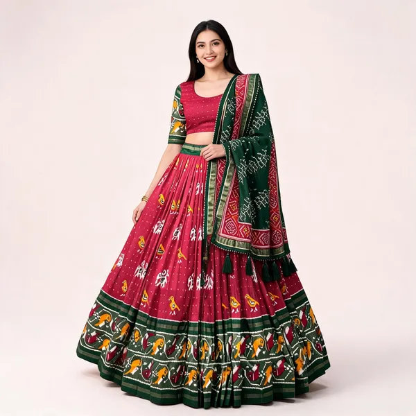Red_Patola_Print_Traditional_Lehenga_Choli_For_Women