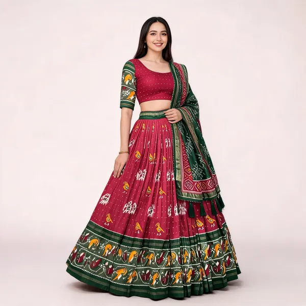Red_Patola_Print_Traditional_Lehenga_Choli_For_Women