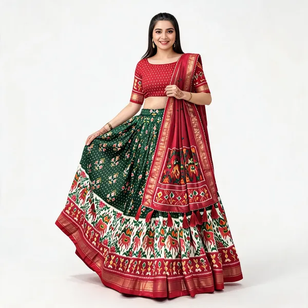 Traditional_Wear_Green_Color_Lehenga_Choli_With_Pretty_Dupatta_For_Women
