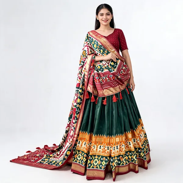 Green_Patola_Print_Traditional_Lehenga_Choli_For_Women
