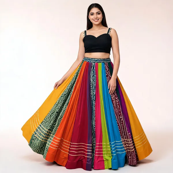 Navratri_Multi_Rayon_Lehenga_And_Gamthi_Work_Blouse_For_Navratri_Festive_Fashion_At_Its_Best:_For_Women