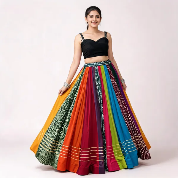Navratri_Multi_Rayon_Lehenga_And_Gamthi_Work_Blouse_For_Navratri_Festive_Fashion_At_Its_Best:_For_Women