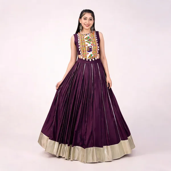 Festive_Fashion_At_Its_Best:_Rayon_Lehenga_And_Gamthi_Work_Blouse_For_Navratri_For_Women