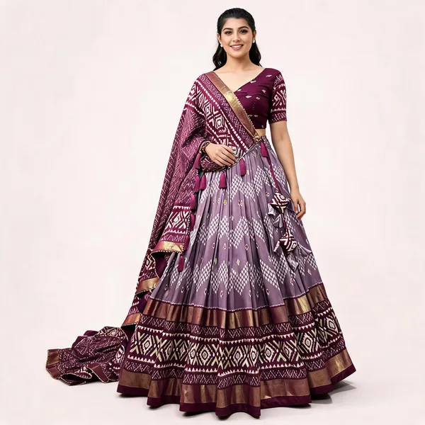 Wine_Dola_Silk_Patola_Print_Traditional_Lehenga_Choli_For_Women