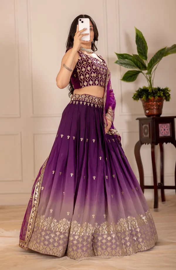 Wine_Heavy_Simmer_Silk_Lehenga_Women_Festive_Wedding_Collection_For_Women