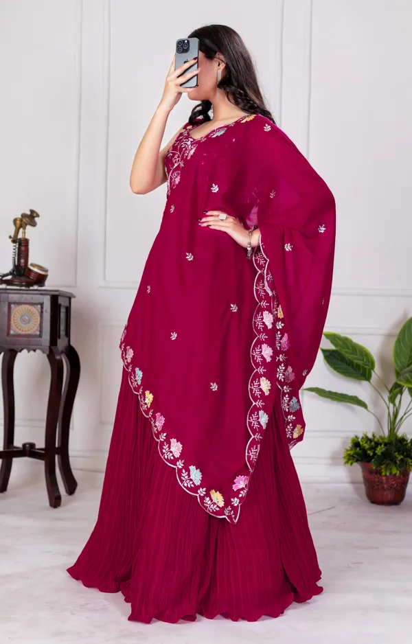 Red_Georgette_Lehenga_Women_Festive_Wedding_Collection_For_Women