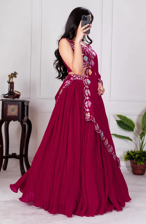 Red_Georgette_Lehenga_Women_Festive_Wedding_Collection_For_Women
