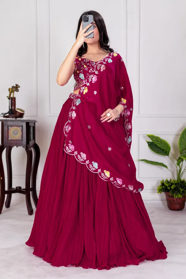 Red_Georgette_Lehenga_Women_Festive_Wedding_Collection_For_Women
