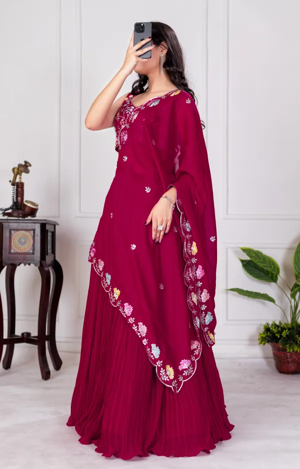 Red_Georgette_Lehenga_Women_Festive_Wedding_Collection_For_Women