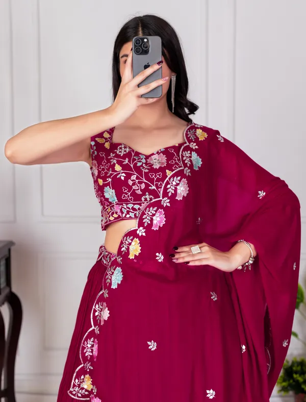 Red_Georgette_Lehenga_Women_Festive_Wedding_Collection_For_Women