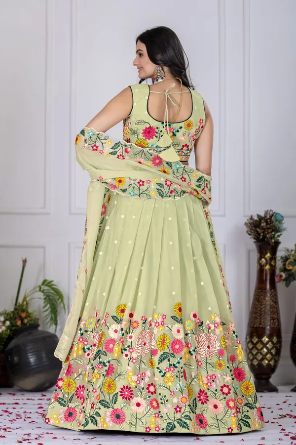 Pastel_Green_Lehenga,_Blouse,_Dupatta_Crystal_Fabric_With_Sequence_Embroidery_Thread_Work_Women_Festive_Wedding_Collection_For_Women
