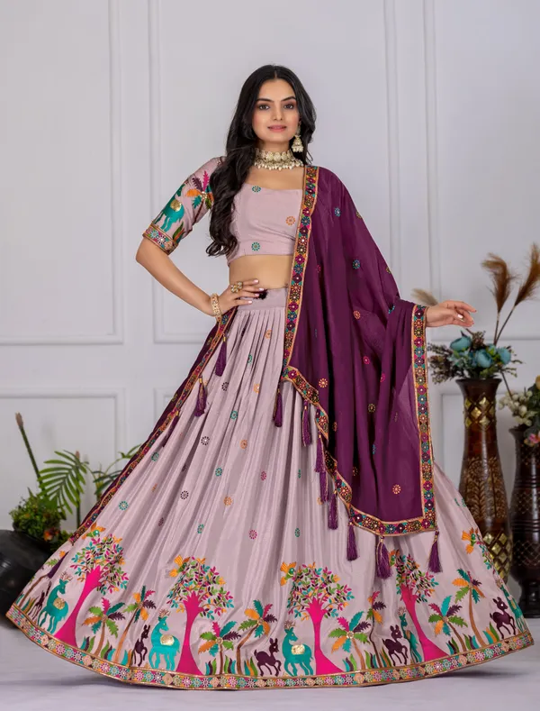 Wine_Premium_Lehenga,_Blouse,_Dupatta_Heavy_Chinon_Silk_Women_Festive_Wedding_Collection_For_Women