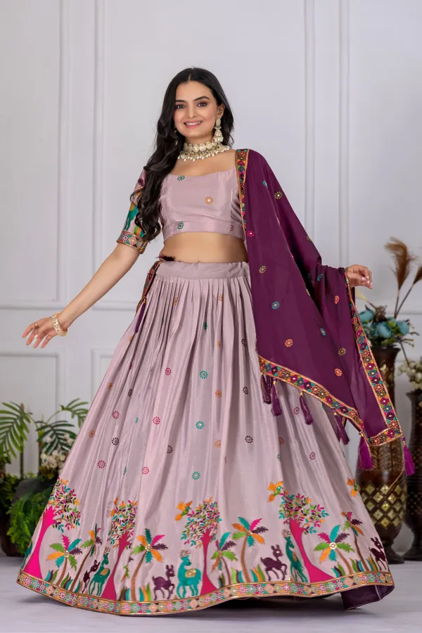 Wine_Premium_Lehenga,_Blouse,_Dupatta_Heavy_Chinon_Silk_Women_Festive_Wedding_Collection_For_Women