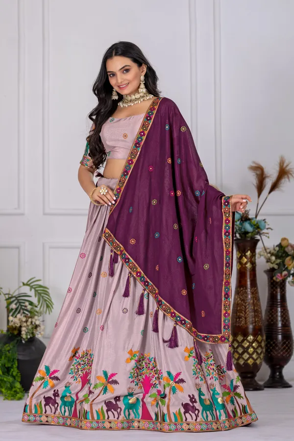 Wine_Premium_Lehenga,_Blouse,_Dupatta_Heavy_Chinon_Silk_Women_Festive_Wedding_Collection_For_Women