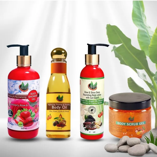 Body_Combo_Of_Shower_Gel_(300_Ml),_Scrub_Gel_(200_Ml),_Body_Oil_(200_Ml)_And_Body_Lotion_(200_Ml)_Combo_Pack_Of_4_(4_Items_In_The_Set)