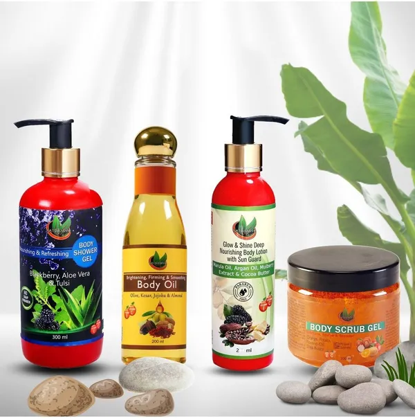 Body_Combo_Of_Shower_Gel_(300_Ml),_Scrub_Gel_(200_Ml),_Body_Oil_(200_Ml)_And_Body_Lotion_(200_Ml)_Combo_Pack_Of_4_(4_Items_In_The_Set)