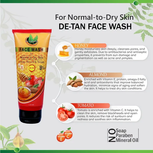 De-Tan_Face_Wash_For_Normal_To_Dry_Skin_(Honey,_Almond_And_Tomato)_|_Vitamin_C_&_Vitamin_E_|_No_Paraben,_Soap,_Mineral_Oil_Face_Wash_(115_Ml)