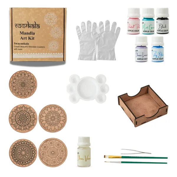 Unleash_Inner_Calm:_Mandala_Art_Kit,_Complete_Diy_Set_For_Mindful_Creation_&_Home_Decor_For_Adults_Kids_&_Beginners_-_5_Premarked_Coasters_4_Inch_Each_With_A_Coaster_Holder