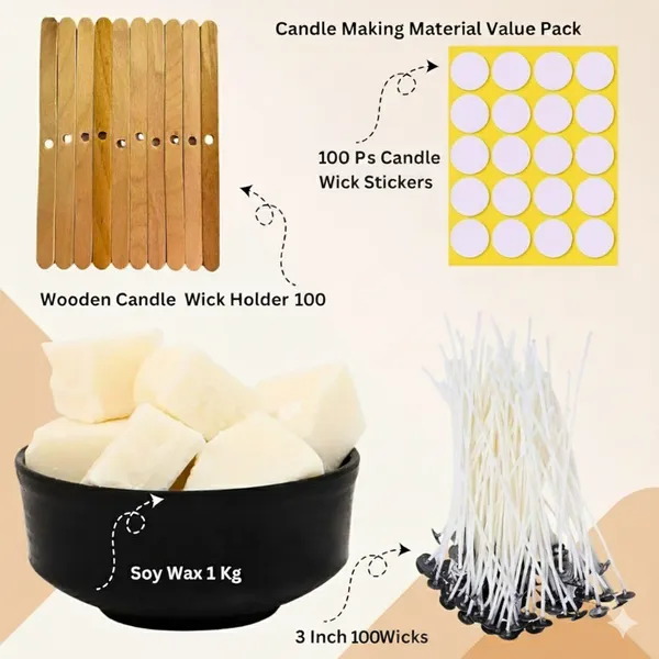 Natural_Soy_Wax_1_Kg_With_Wick,_Wick_Sticker_&_Wick_Holder_-_Professional_Grade_Wax_For_Diy_Candles_And_3_Inch_Pre-Waxed_Cotton_Wicks