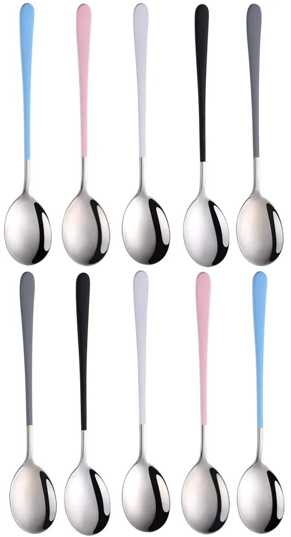 Multicolor_8_Inch_Stainless_Steel_Round_Head_Soup_Spoons_Modern_Thick_Long_Handle_Sus304_Korean_Spoon_Dinner_Metal_Spoons_For_Soup_Grain_Dessert_Milk_Tea_Coffee_(Pack_Of_10_)