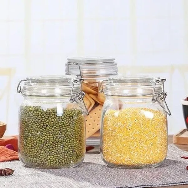 Transparent_Sealed_Glass_Jar_Food_Storage_Container_With_Buckled_Airtight_Lid_Transparent_Glass_Kitchen_Counter_Storage_Jar_1000Ml_For_Cereals_Snacks_Sugar_Coffee_Tea_Dry_Fruits_(Pack_Of_1_Square)