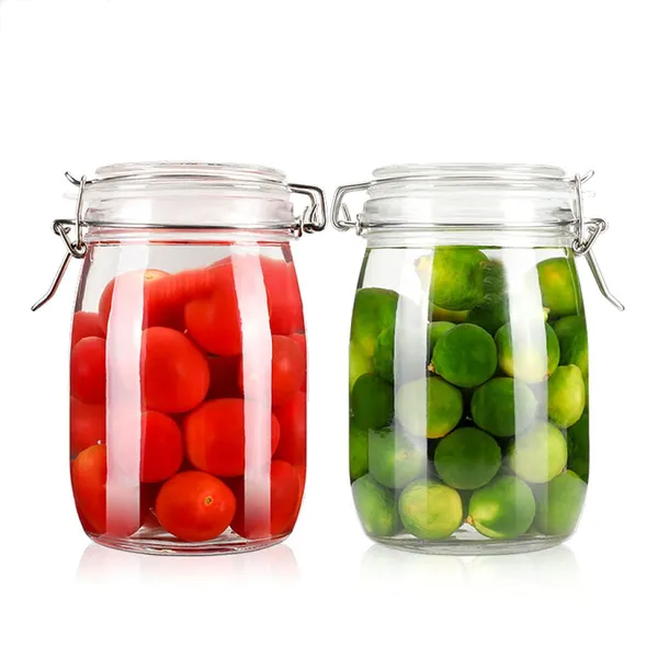 Transparent_Sealed_Glass_Jar_Food_Storage_Container_With_Buckled_Airtight_Lid_Transparent_Glass_Kitchen_Counter_Storage_Jar_1000Ml_For_Cereals_Snacks_Sugar_Coffee_Tea_Dry_Fruits_(2_Circular)