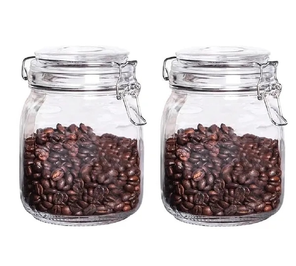 Transparent_Sealed_Glass_Jar_Food_Storage_Container_With_Buckled_Airtight_Lid_Transparent_Glass_Kitchen_Counter_Storage_Jar_1000Ml_For_Cereals_Snacks_Sugar_Coffee_Tea_Dry_Fruits_(Pack_Fo_2_Square)