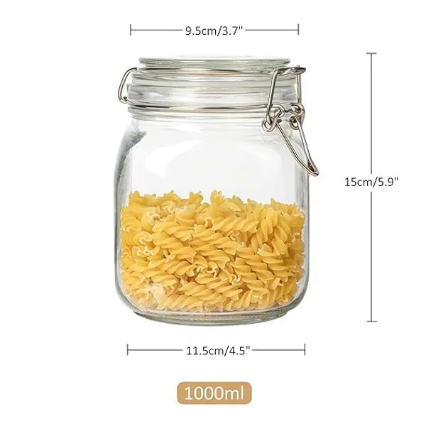 Transparent_Sealed_Glass_Jar_Food_Storage_Container_With_Buckled_Airtight_Lid_Transparent_Glass_Kitchen_Counter_Storage_Jar_1000Ml_For_Cereals_Snacks_Sugar_Coffee_Tea_Dry_Fruits_(Pack_Fo_2_Square)