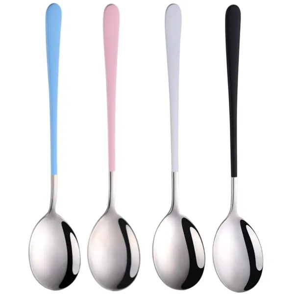 Multicolor_8_Inch_Stainless_Steel_Round_Head_Soup_Spoons_Modern_Thick_Long_Handle_Sus304_Korean_Spoon_Dinner_Metal_Spoons_For_Soup_Grain_Dessert_Milk_Tea_Coffee_(Pack_Of_4_)