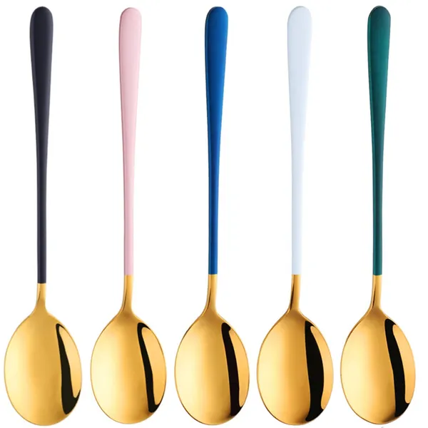 Multicolor_8_Inch_Stainless_Steel_Round_Head_Soup_Spoons_Modern_Thick_Long_Handle_Sus304_Korean_Spoon_Dinner_Metal_Spoons_For_Soup_Grain_Dessert_Milk_Tea_Coffee_(_Pack_Of_5_)