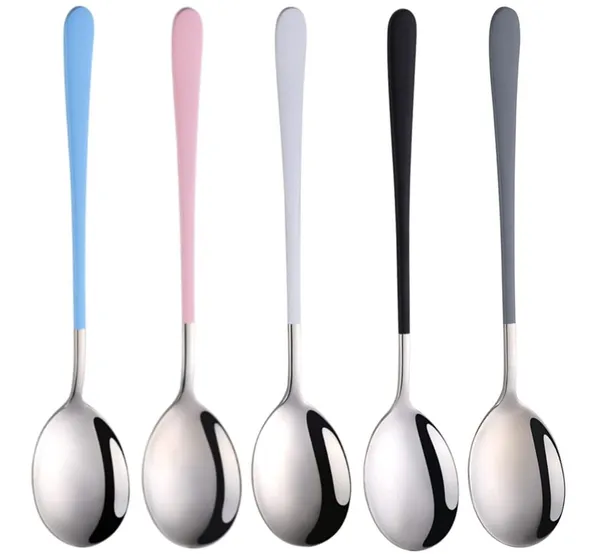Multicolor_8_Inch_Stainless_Steel_Round_Head_Soup_Spoons_Modern_Thick_Long_Handle_Sus304_Korean_Spoon_Dinner_Metal_Spoons_For_Soup_Grain_Dessert_Milk_Tea_Coffee_(Pack_Of_5_)