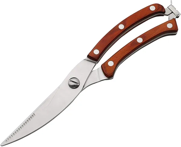 Brown_Stainless_Steel_Kitchen_Vegetable_Scissor_Heavy_Duty_Multipurpose_Ultra_Sharp_Poultry_Shears_For_Meat_Chicken_Bone_Fish_Seafood_Bbq_Handle_With_Safety_Lock_&_Spring_Loaded