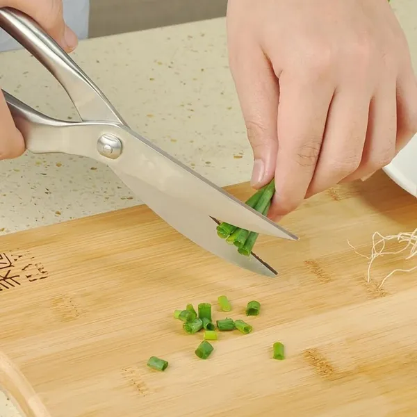 Silver_Stainless_Steel_Kitchen_Vegetable_Scissor_Heavy_Duty_Multipurpose_Ultra_Sharp_Poultry_Shears_For_Meat_Chicken_Bone_Fish_Seafood_Bbq_Handle_With_Safety_Lock_&_Spring_Loaded