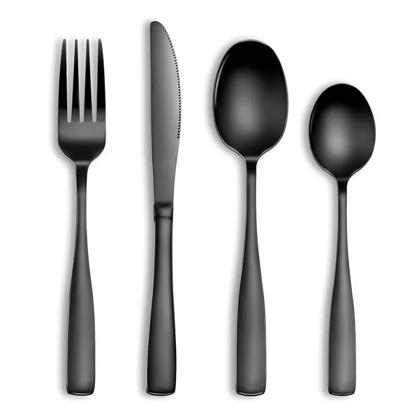Black_Tablware_Cutlery_Spoon_Set_4-Piece_En_Ware_Set_Stainless_Steel_Satin_Finish_Flatware_Knife_Fork_Spoon_Set_Kitchen_Utensils_Eating_Spoon_Set_Mixed_Cutlry_(Pack_Of_4)