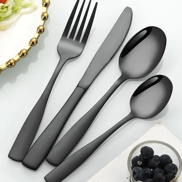 Black_Tablware_Cutlery_Spoon_Set_4-Piece_En_Ware_Set_Stainless_Steel_Satin_Finish_Flatware_Knife_Fork_Spoon_Set_Kitchen_Utensils_Eating_Spoon_Set_Mixed_Cutlry_(Pack_Of_8_)