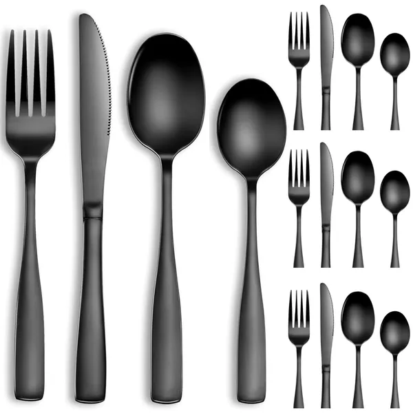 Black_Tablware_Cutlery_Spoon_Set_4-Piece_En_Ware_Set_Stainless_Steel_Satin_Finish_Flatware_Knife_Fork_Spoon_Set_Kitchen_Utensils_Eating_Spoon_Set_Mixed_Cutlry_(Pack_Of_16_)