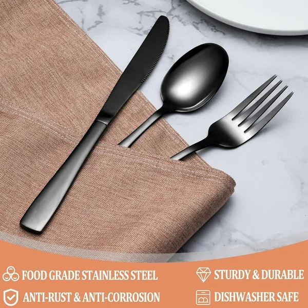 Black_Tablware_Cutlery_Spoon_Set_4-Piece_En_Ware_Set_Stainless_Steel_Satin_Finish_Flatware_Knife_Fork_Spoon_Set_Kitchen_Utensils_Eating_Spoon_Set_Mixed_Cutlry_(_Pack_Of_20_)