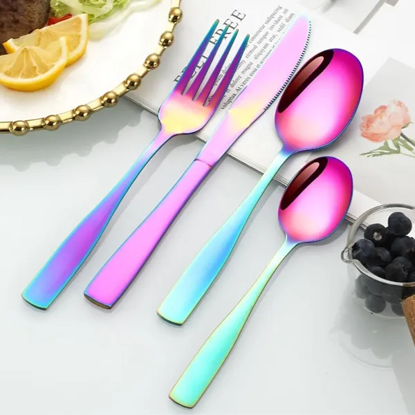 Rainbow_Tablware_Cutlery_Spoon_Set_4-Piece_En_Ware_Set_Stainless_Steel_Satin_Finish_Flatware_Knife_Fork_Spoon_Set_Kitchen_Utensils_Eating_Spoon_Set_Mixed_Cutlry_(_Pack_Of_4_)