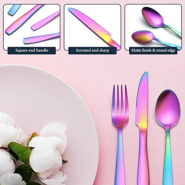 Rainbow_Tablware_Cutlery_Spoon_Set_4-Piece_En_Ware_Set_Stainless_Steel_Satin_Finish_Flatware_Knife_Fork_Spoon_Set_Kitchen_Utensils_Eating_Spoon_Set_Mixed_Cutlry_(_Pack_Of_4_)