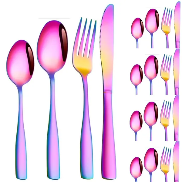 Rainbow_Tablware_Cutlery_Spoon_Set_4-Piece_En_Ware_Set_Stainless_Steel_Satin_Finish_Flatware_Knife_Fork_Spoon_Set_Kitchen_Utensils_Eating_Spoon_Set_Mixed_Cutlry_(Pack_Of_20_)