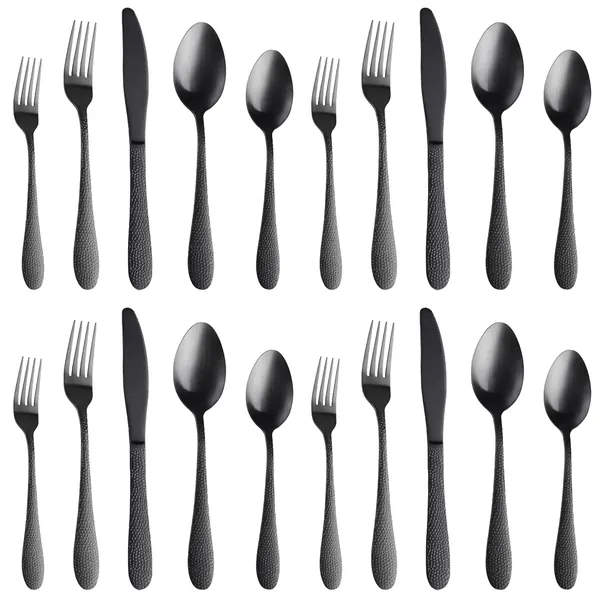 Black_20-Piece_Hamme_Matte_Flatware_Set_Premium_Stainless_Steel_Cutlery_Dishwasher_Safe_(Pack_Of_20)